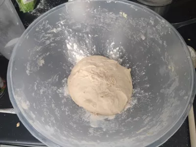 Fluffy Coco Bread Recipe - Vegan Tahitian Specialty : Coco bread dough ball ready for inflation